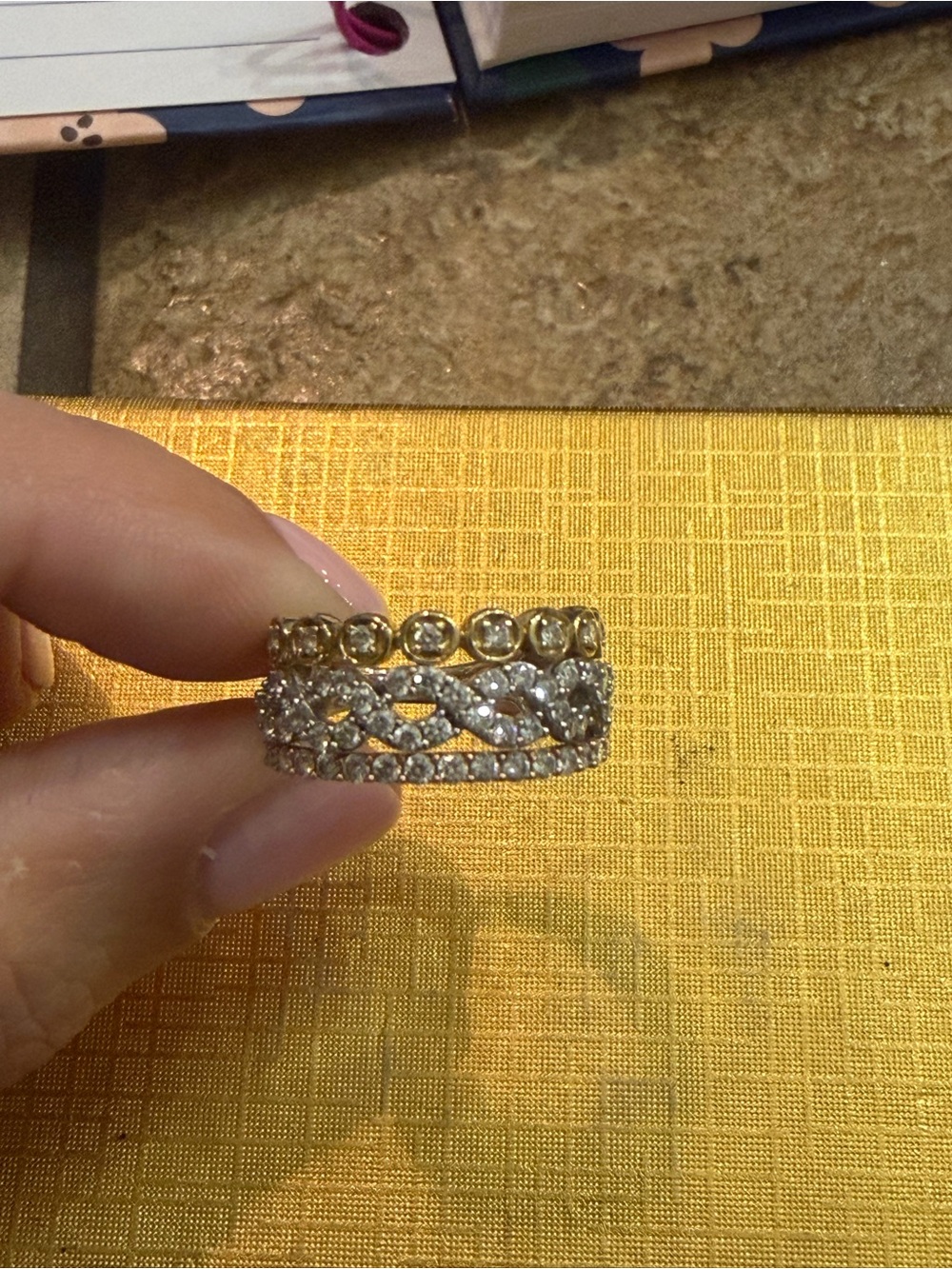 Gold and Silver Diamond Women's Ring - Elegant Sparkle